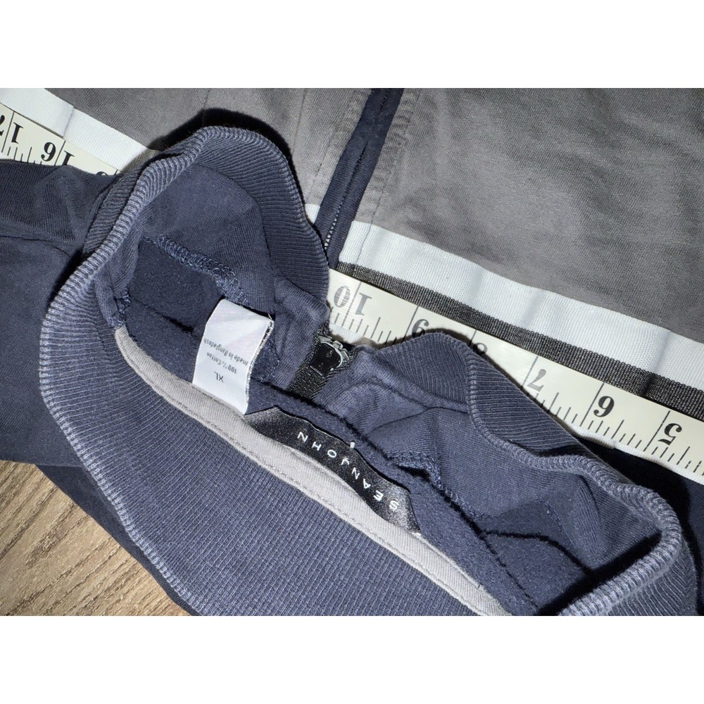 Sean John XL Sweatshirt Full Zip Colorblock Navy Bly Gray Flat Collar Logo 98 - Picture 4 of 5